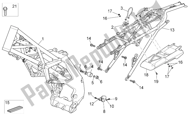 All parts for the Frame of the Aprilia RXV SXV 450 550 Pikes Peak 2009