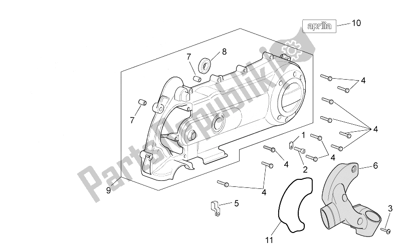 All parts for the Variator Cover of the Aprilia Scarabeo 100 4T E3 NET 2010