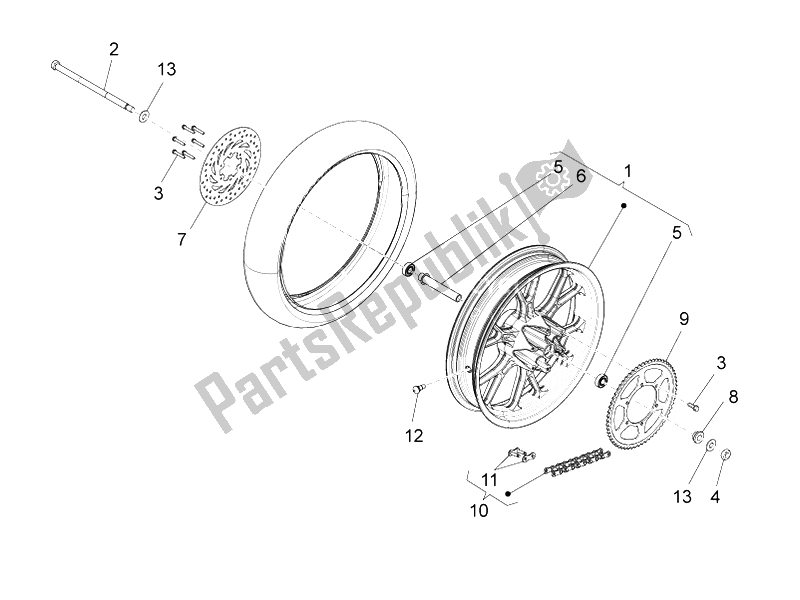 All parts for the Rear Wheel Ii of the Aprilia SX 50 Limited Edition 2014