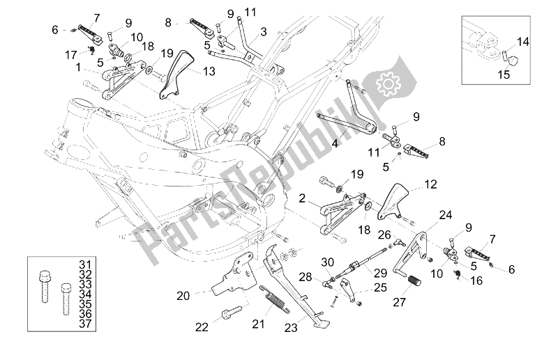 Alle Teile für das Fußstützen - Seitlicher Stand des Aprilia RS 250 1995