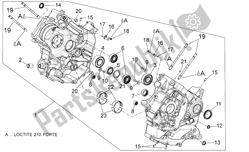 All parts for the Crankcases I of the Aprilia Dorsoduro 750 ABS 2008