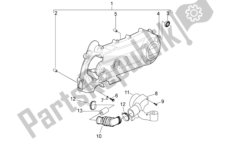 Todas as partes de Tampa Do Variador do Aprilia Sport City ONE 50 4T 4V 2011