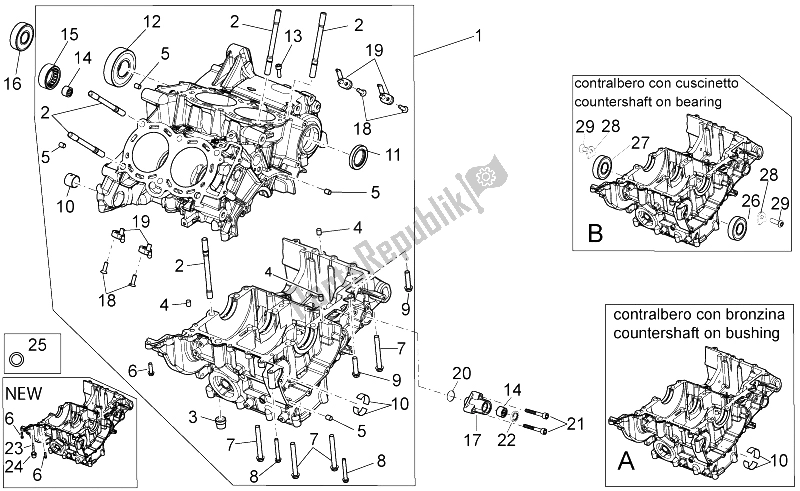 All parts for the Crank-case I of the Aprilia RSV4 R SBK Factory 1000 2009
