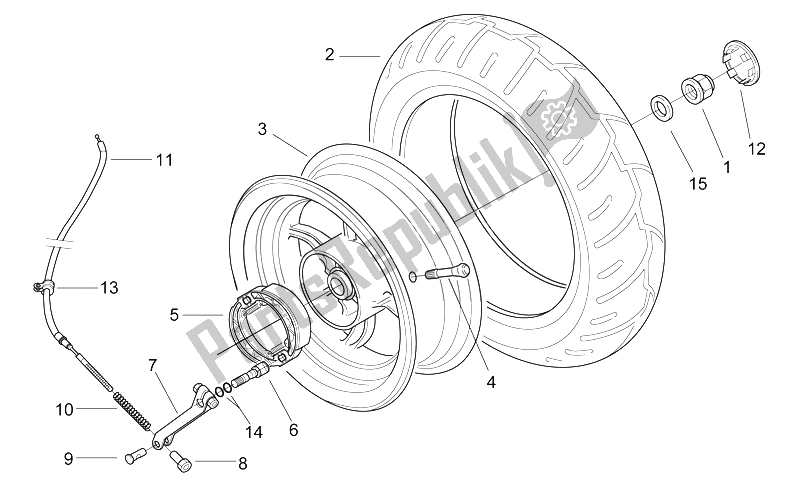 Todas las partes para Rueda Trasera - Freno De Tambor de Aprilia SR 50 AIR WWW 1997