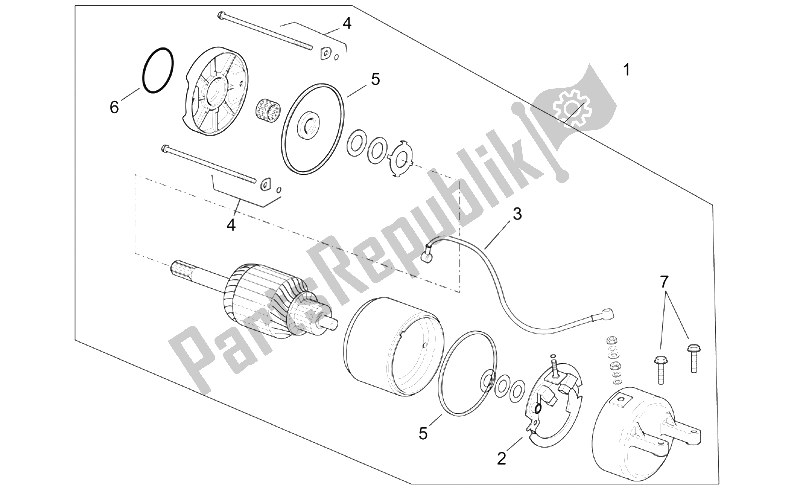 Todas as partes de Motor De Arranque do Aprilia Leonardo 250 ST ENG Yamaha 2001