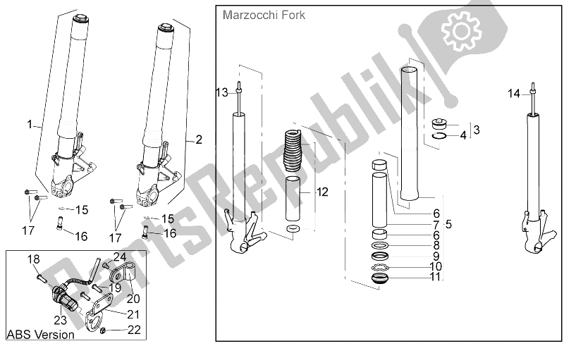 Todas las partes para Horquilla Delantera Iii de Aprilia Shiver 750 2007