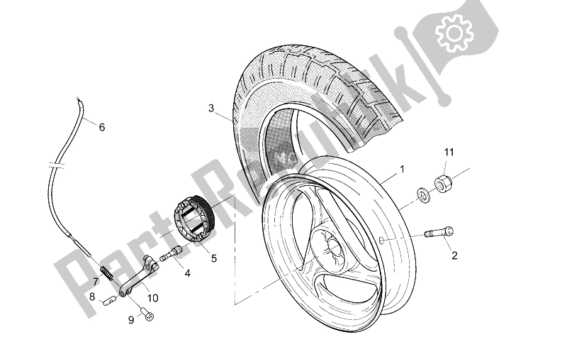 Todas las partes para Rueda Trasera de Aprilia SR Viper 50 1993