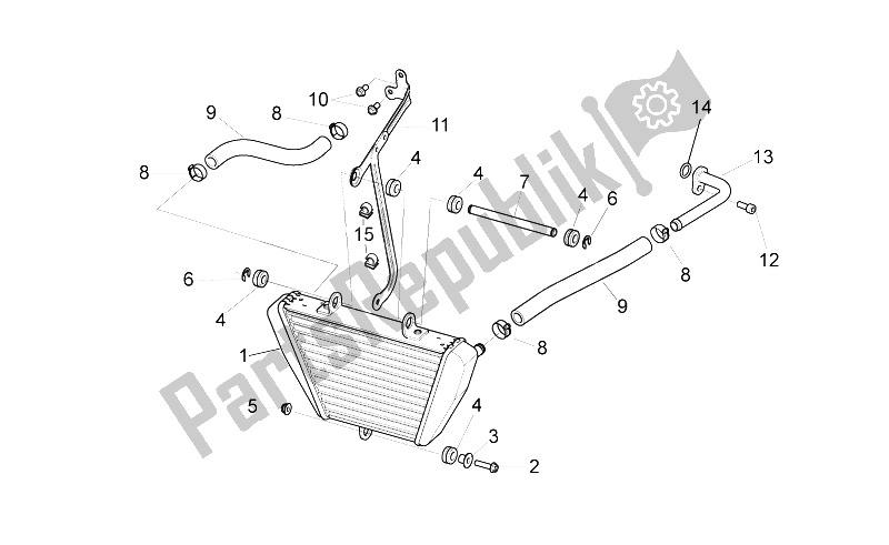 Tutte le parti per il Radiatore Olio del Aprilia Tuono V4 1100 RR USA CND 2016