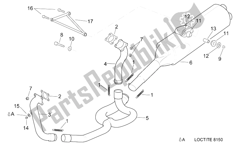 All parts for the Exhaust Pipe of the Aprilia RSV Mille SP 1000 1999