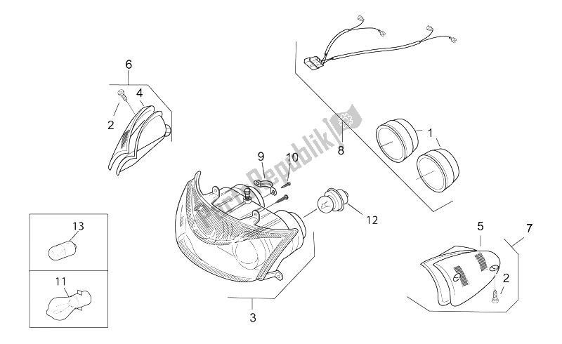 Tutte le parti per il Luci Anteriori del Aprilia SR 50 H2O 1997