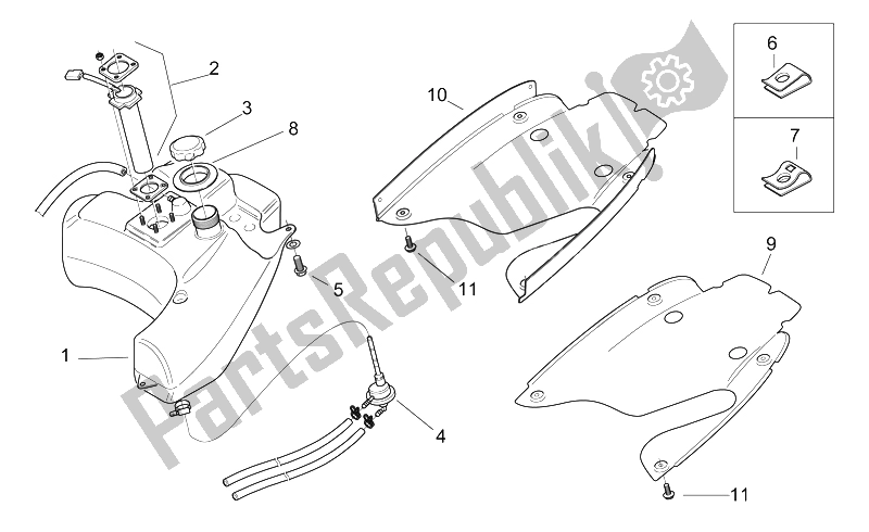 All parts for the Fuel Tank of the Aprilia SR 50 AIR WWW 1997