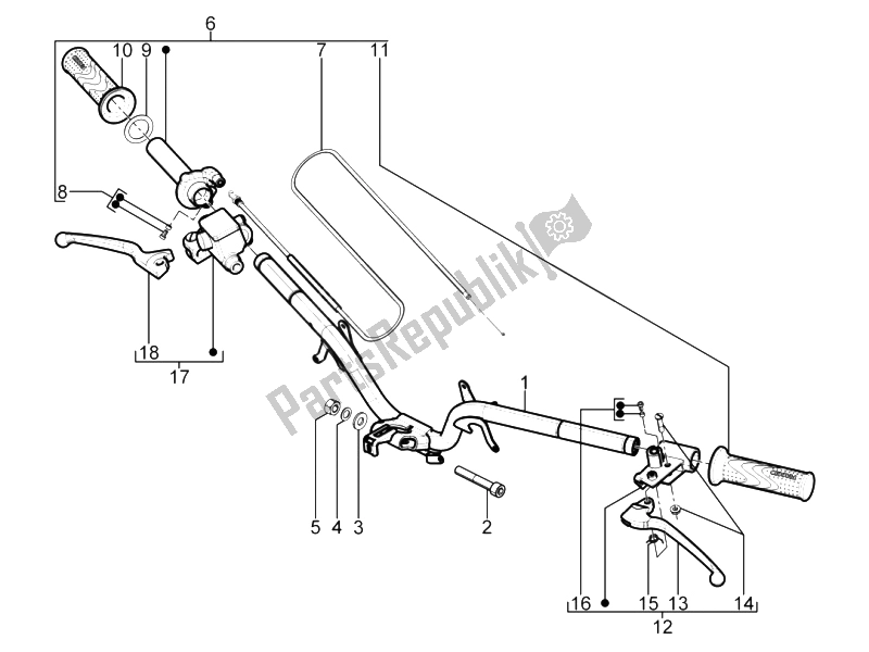 Tutte le parti per il Manubrio - Master Cil. Del Aprilia SR Motard 50 2T E3 2012