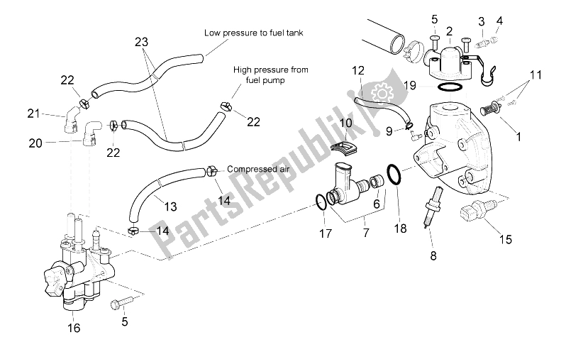 Toutes les pièces pour le Unité D'injection du Aprilia SR 50 IE Carb MY 2010