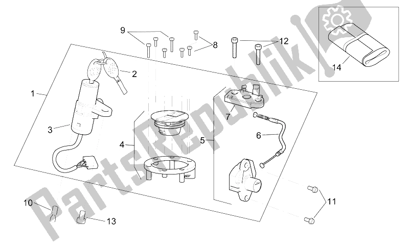 All parts for the Lock Hardware Kit of the Aprilia RS 125 1999