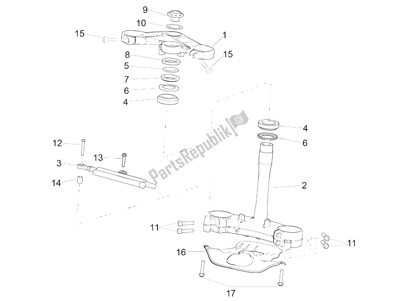 Alle onderdelen voor de Sturen van de Aprilia RSV4 RR Racer Pack 1000 2015