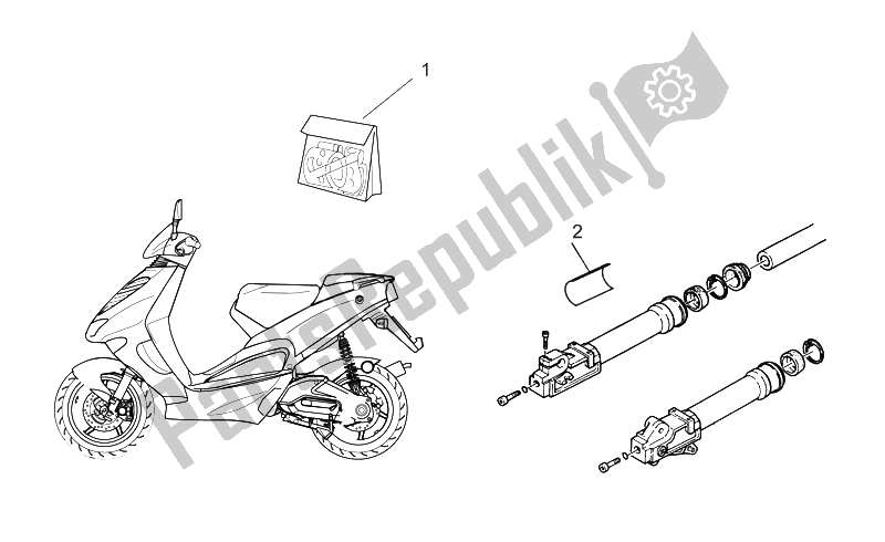 All parts for the Technical Decal Set of the Aprilia SR 50 H2O 1997