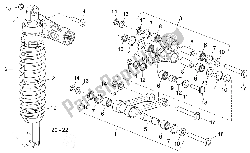 All parts for the Rear Shock Absorber of the Aprilia RXV 450 550 Street Legal 2009