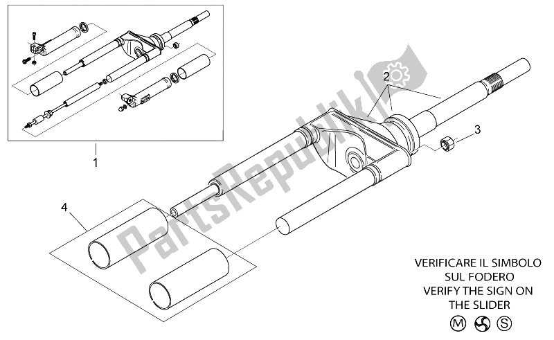 Todas as partes de Garfo Dianteiro I do Aprilia Scarabeo 50 2T E2 NET 2010