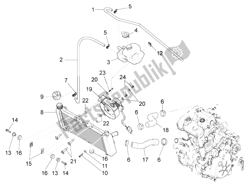 Alle Teile für das Kühlsystem des Aprilia RS4 125 4T 2011