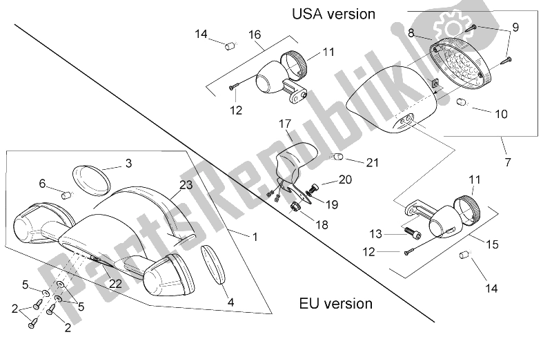 All parts for the Rear Lights of the Aprilia Scarabeo 100 4T E3 2006