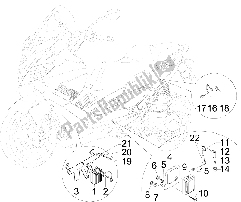 Wszystkie części do Regulatory Napi? Cia - Elektroniczne Jednostki Steruj? Ce (ecu) - H. T. Cewka Aprilia SR MAX 125 2011