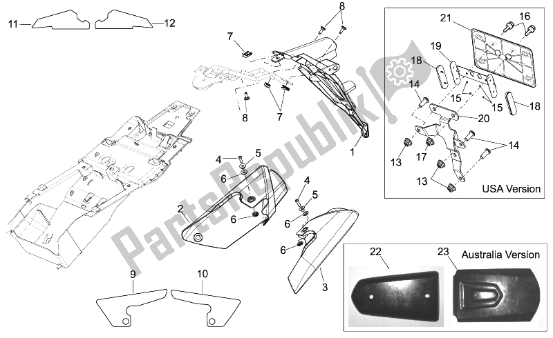 Todas las partes para Cuerpo Trasero Iii de Aprilia Shiver 750 GT 2009