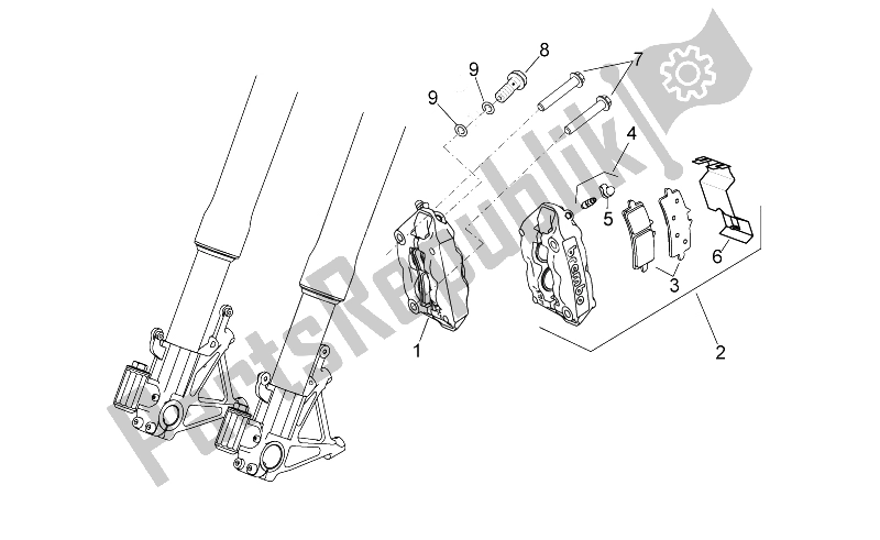 All parts for the Front Brake Caliper of the Aprilia RSV4 R SBK Factory 1000 2009