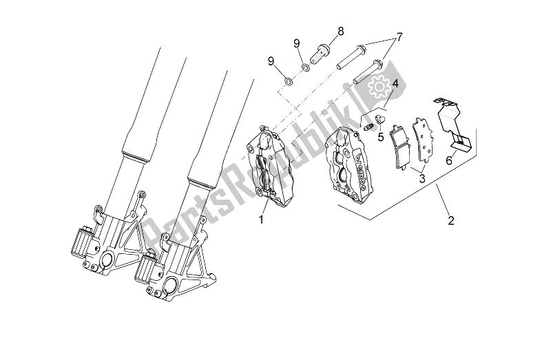 All parts for the Front Brake Caliper of the Aprilia RSV4 R SBK Factory 1000 2009