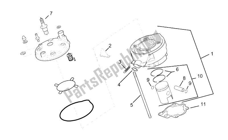 All parts for the Piston of the Aprilia RX 50 2003