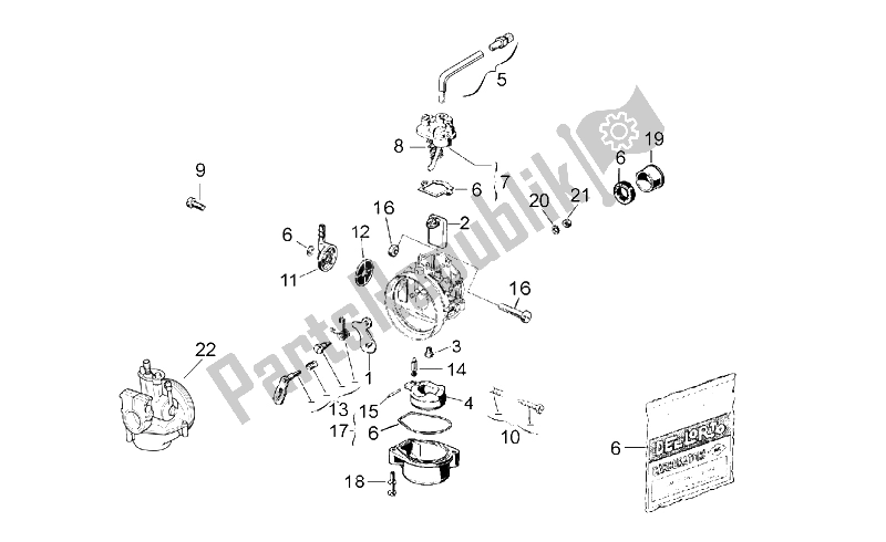 Todas as partes de Carburador - Pg do Aprilia RS 50 1999