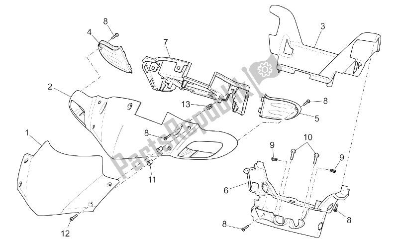 Tutte le parti per il Corpo Anteriore I del Aprilia SR 50 H2O NEW DI Tech 2004