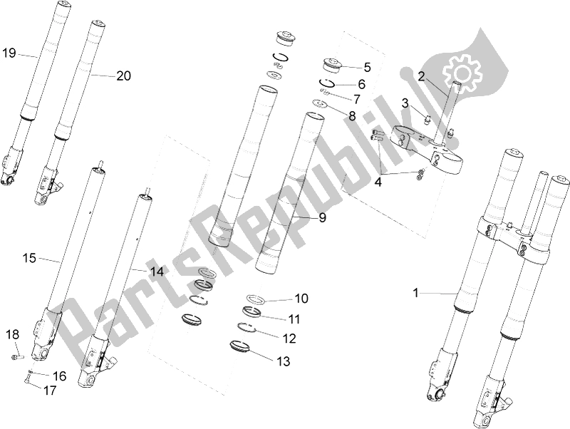 Alle Teile für das Vordergabel Ming Xing des Aprilia RS4 50 2T 2011