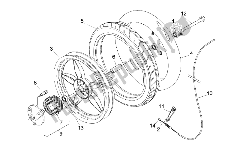 All parts for the Front Wheel - Drum Brake of the Aprilia Scarabeo 50 2T ENG Minarelli 1993