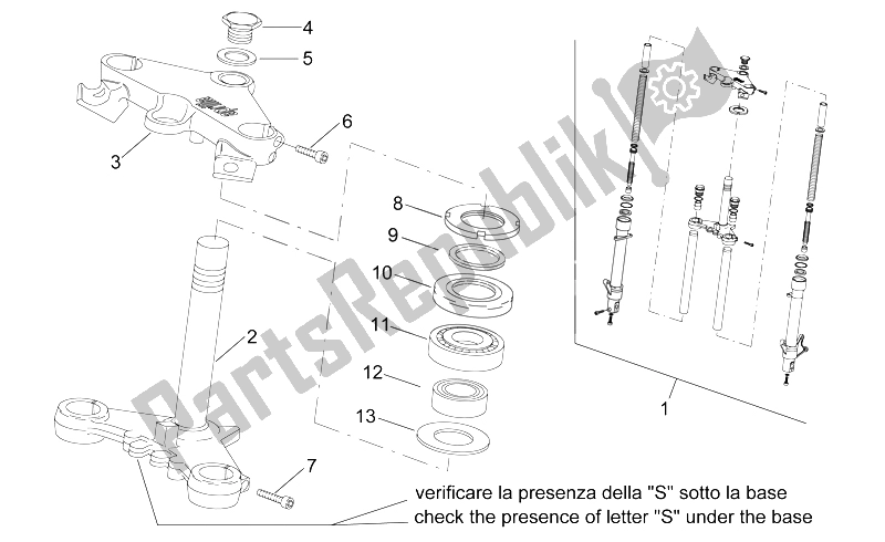 Todas as partes de Garfo Dianteiro I do Aprilia RS 50 1996