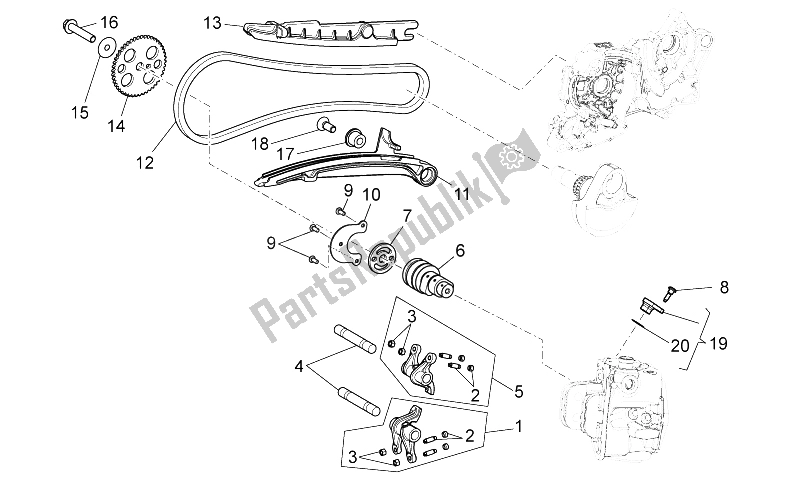 Todas las partes para Sistema De Sincronización Del Cilindro Delantero de Aprilia NA 850 Mana GT 2009