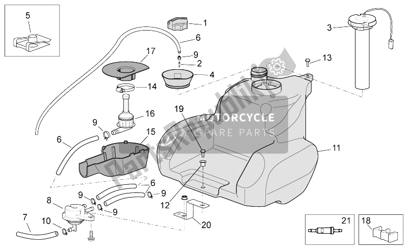 All parts for the Fuel Tank Ii of the Aprilia Scarabeo 100 4T E3 NET 2010