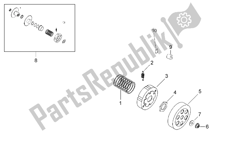 All parts for the Clutch Ii of the Aprilia Rally 50 H2O 1996