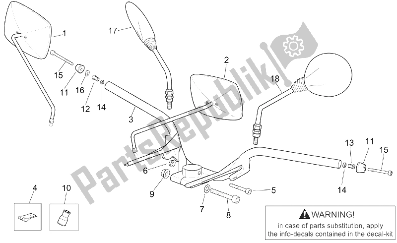 All parts for the Handlebar of the Aprilia Scarabeo 125 150 200 ENG Rotax 1999