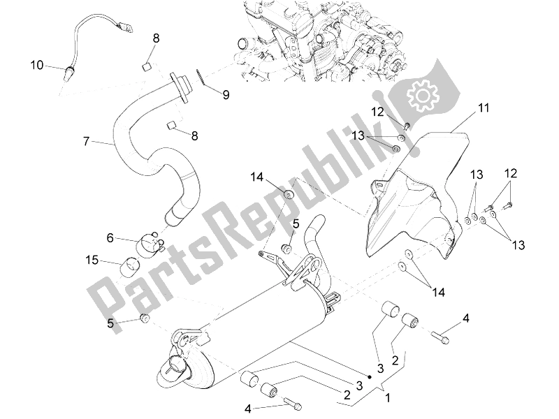 Alle onderdelen voor de Uitlaat van de Aprilia RS4 125 4T 2014