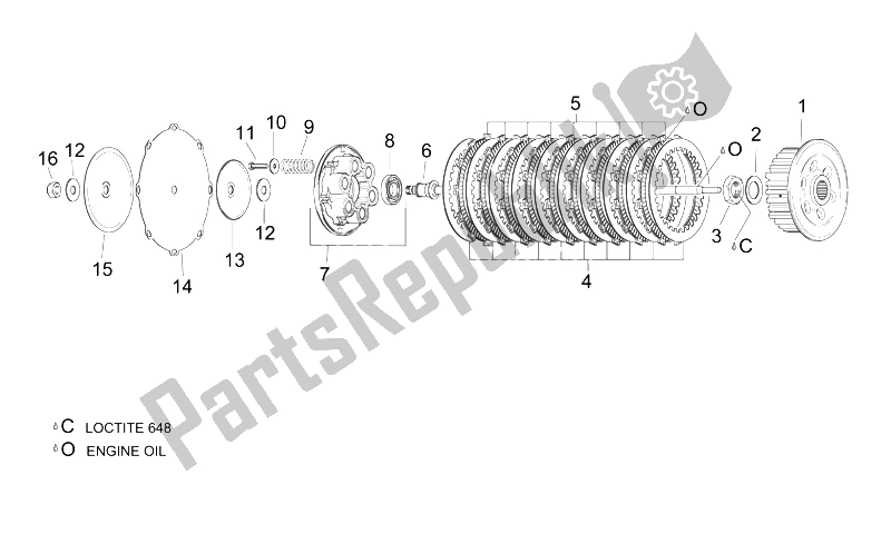 All parts for the Clutch I of the Aprilia ETV 1000 Capo Nord 2004