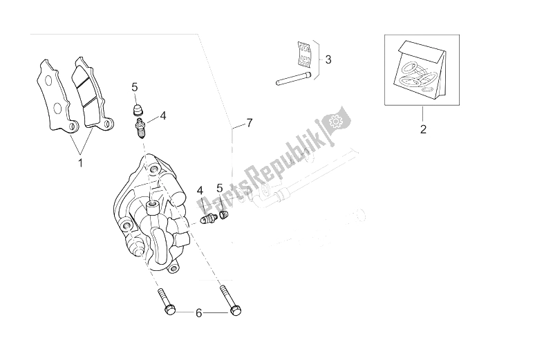 All parts for the Front Caliper of the Aprilia Scarabeo 125 200 E3 ENG Piaggio 2006