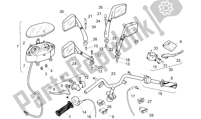 All parts for the Handlebar - Controls of the Aprilia SR Viper 50 1994