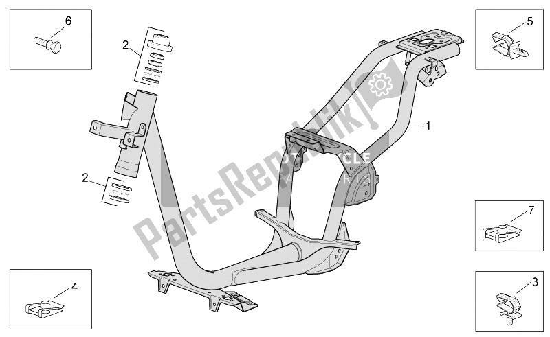Tutte le parti per il Telaio del Aprilia Scarabeo 100 4T E3 NET 2010