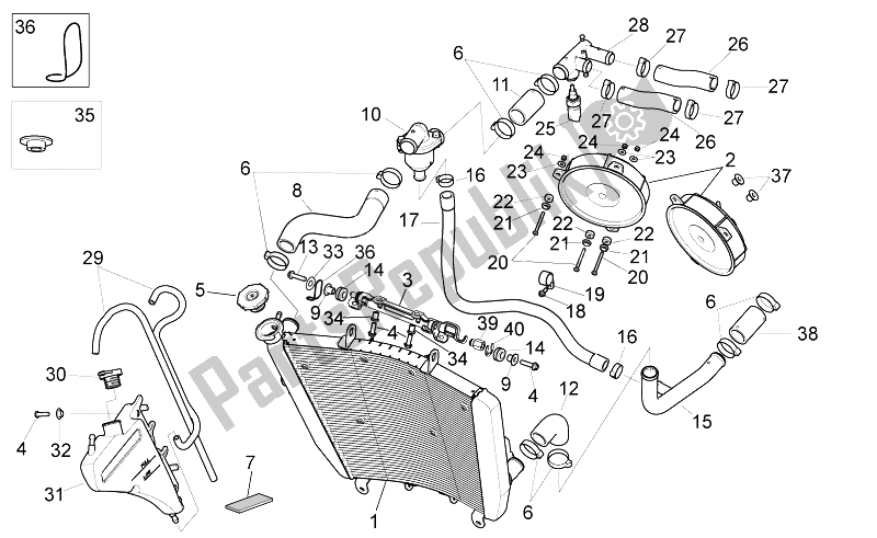 Alle onderdelen voor de Koelsysteem van de Aprilia RSV4 Aprc Factory STD SE 1000 2011