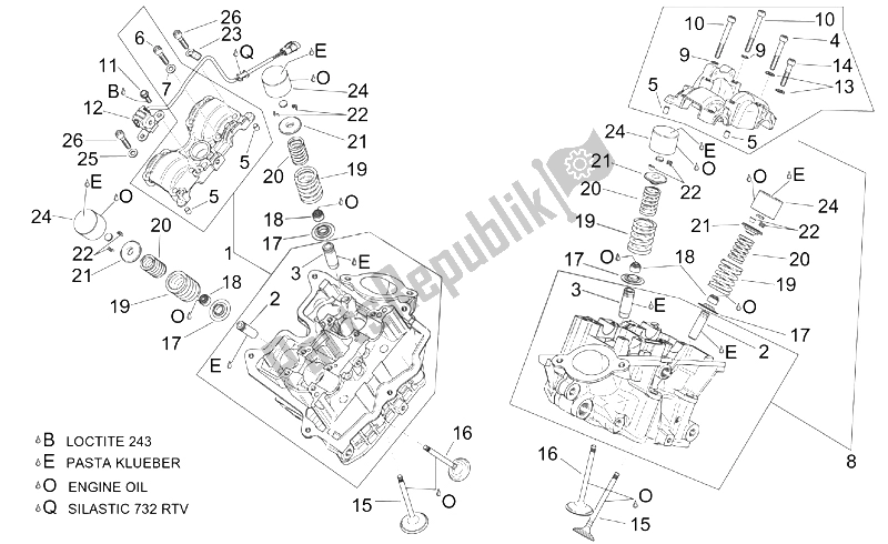 Alle Teile für das Zylinderkopf Und Ventile des Aprilia RSV Mille 1000 2001