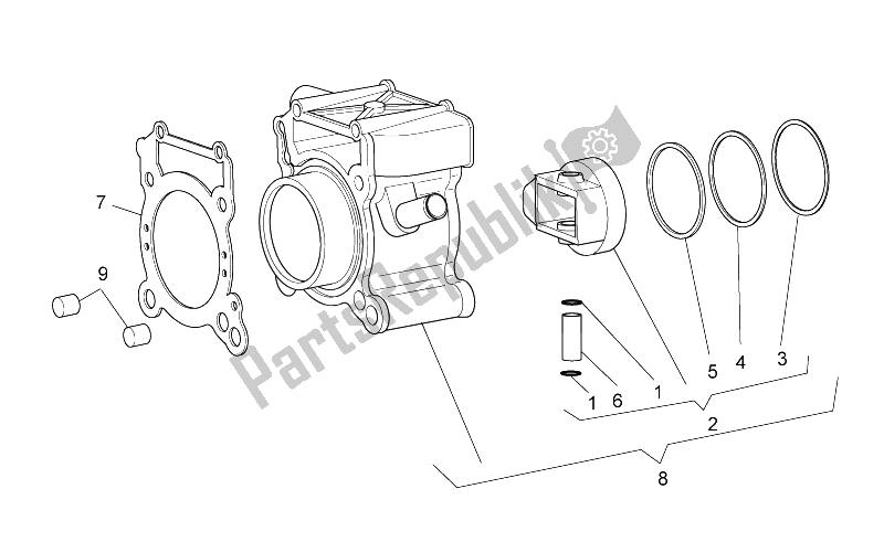 Toutes les pièces pour le Cylindre du Aprilia Scarabeo 125 200 IE Light 2009