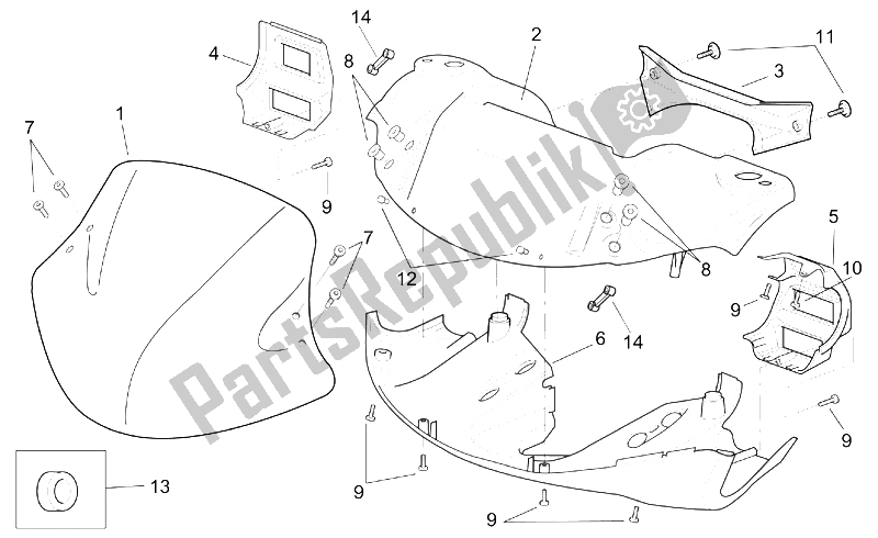 All parts for the Front Body - Front Fairing of the Aprilia SR 125 150 1999