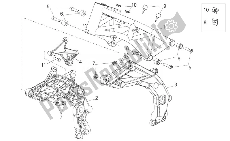 All parts for the Frame I of the Aprilia Shiver 750 EU 2014