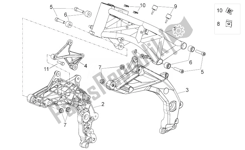 Tutte le parti per il Frame I del Aprilia Shiver 750 USA 2011