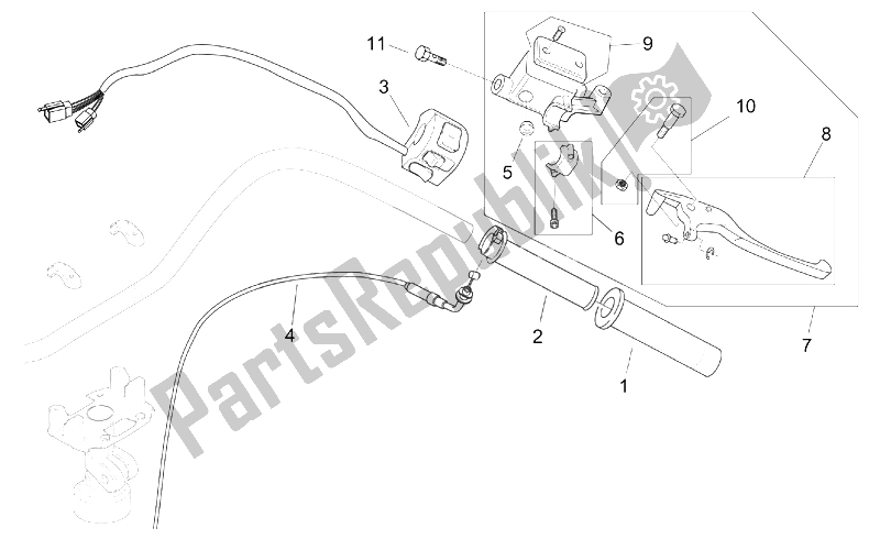 Alle onderdelen voor de Rh Controles van de Aprilia Mojito Custom 50 2T ENG Aprilia 1999